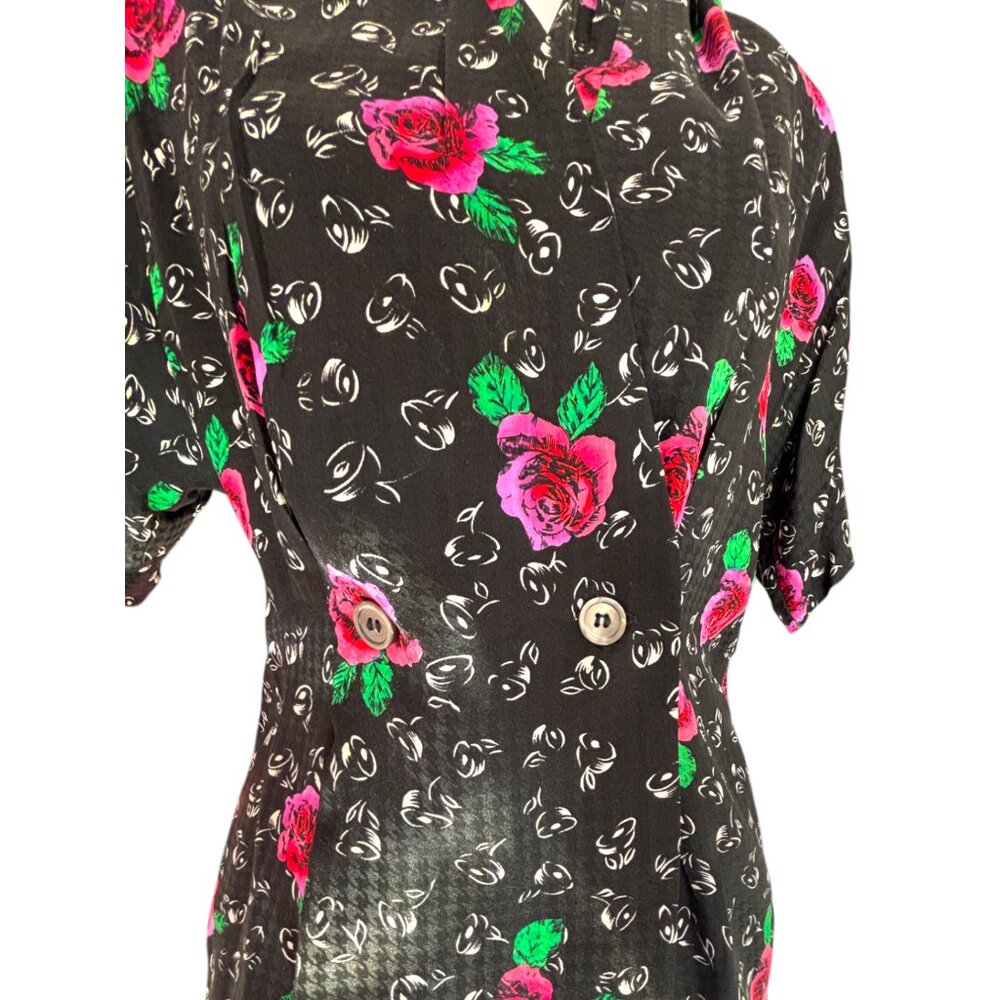 Jason Prescott Petite Silk Skirt‎ Set sz 8P Floral Asian 80s 2-Piece Vintage - Picture 6 of 11